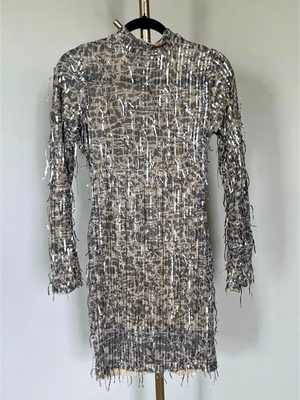 Fashion Nova At The Disco Sequin Mini Dress Silver Large